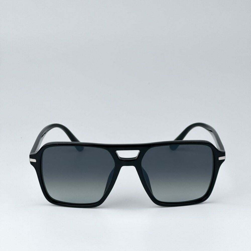 Prada PR20YS 1AB06T BRAND NEW Sunglasses Black Grey Unisex Pilot - Picture 4 of 10